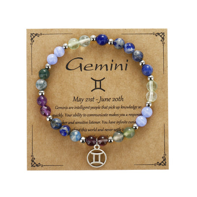 Olivenorma Natural Stone Beaded Zodiac Pendant Bracelet