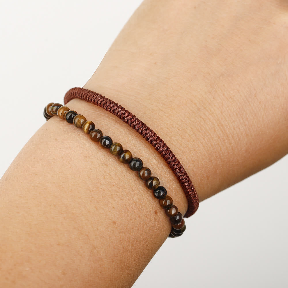 Olivenorma Natural Tiger Eye Beads Braided Bracelet