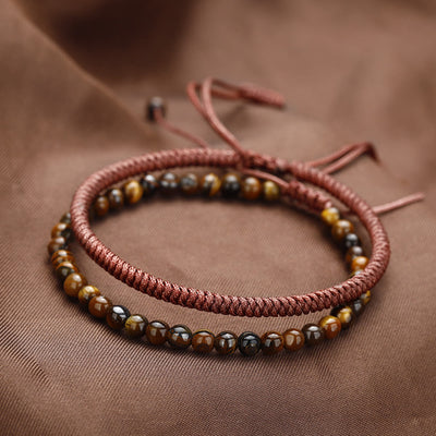 Olivenorma Natural Tiger Eye Beads Braided Bracelet