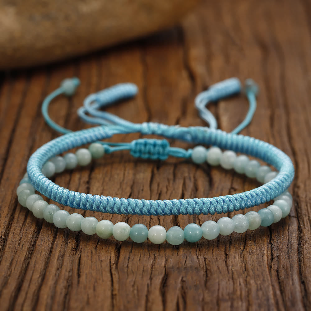 Olivenorma Natural Amazonite Beads Braided Bracelet