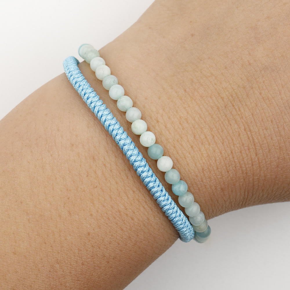 Olivenorma Natural Amazonite Beads Braided Bracelet