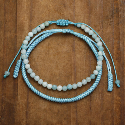 Olivenorma Natural Amazonite Beads Braided Bracelet