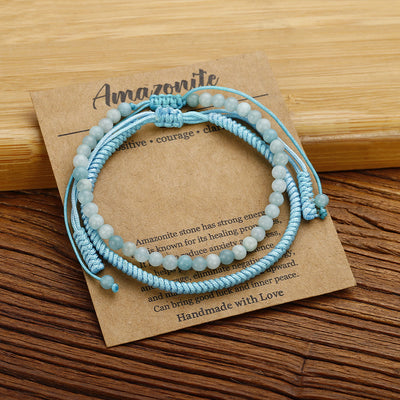 Olivenorma Natural Amazonite Beads Braided Bracelet