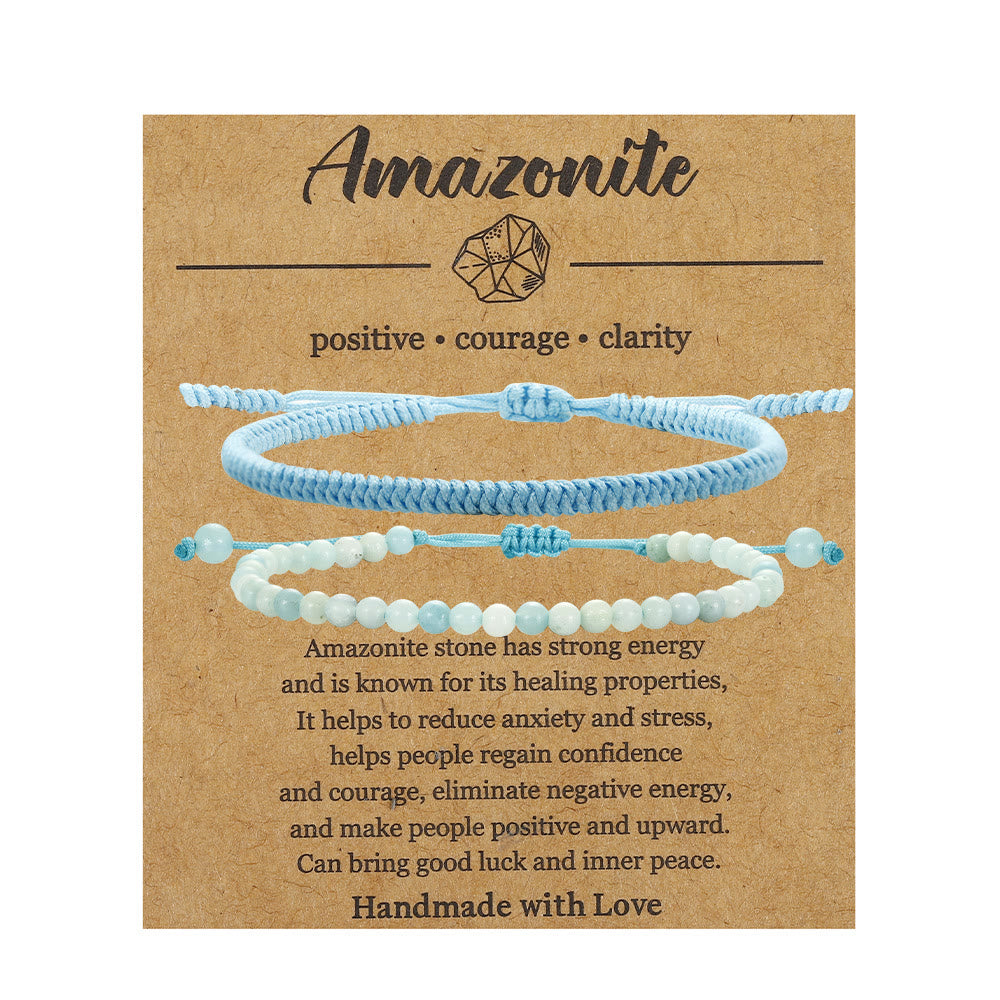 Olivenorma Natural Amazonite Beads Braided Bracelet