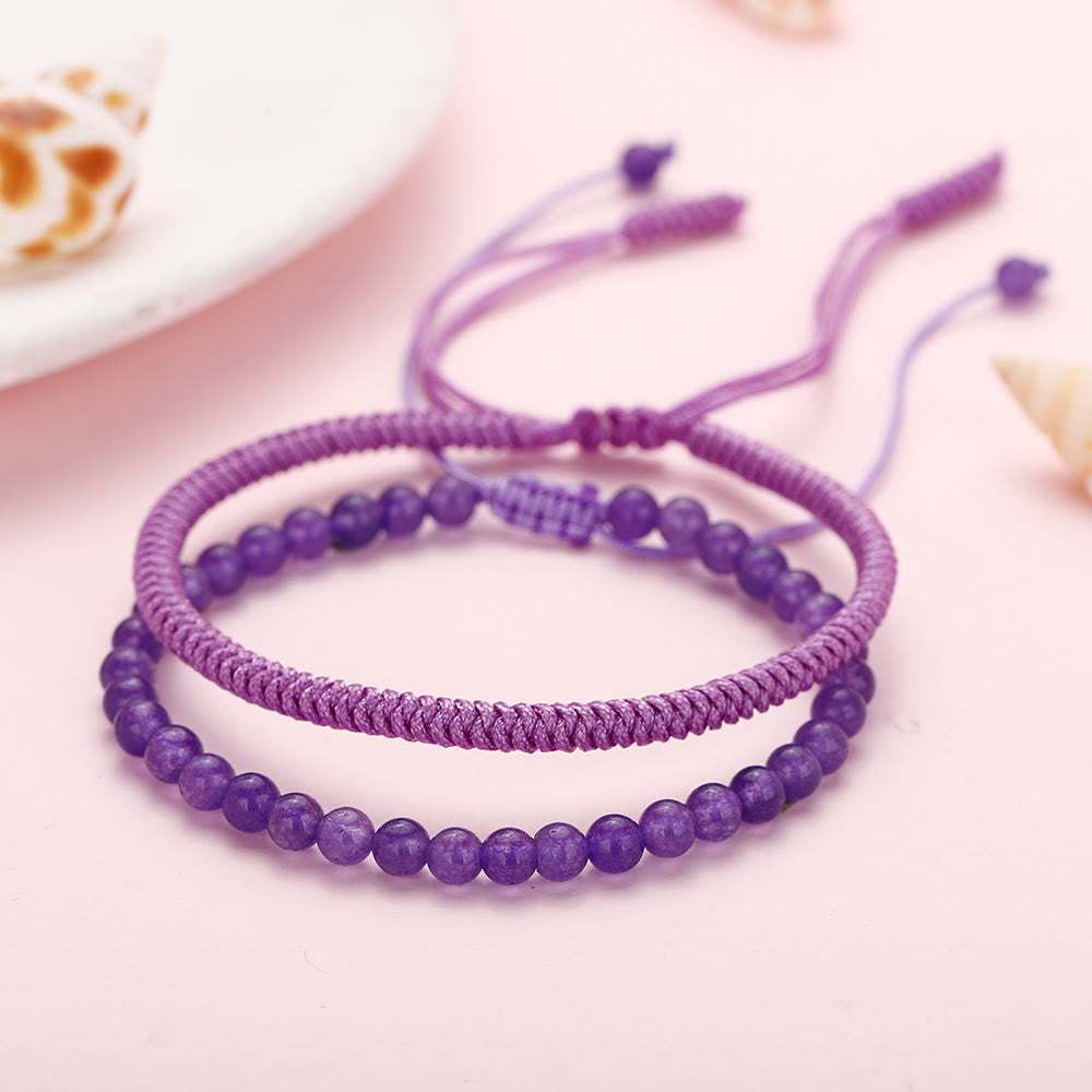 Olivenorma Natural Amethyst Beads Braided Bracelet