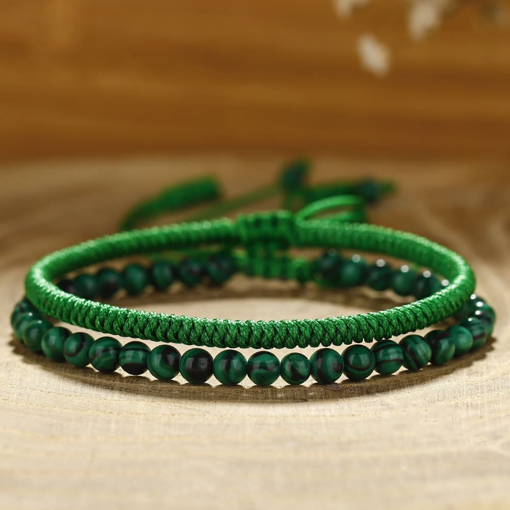 Olivenorma Natural Malachite Beads Braided Bracelet