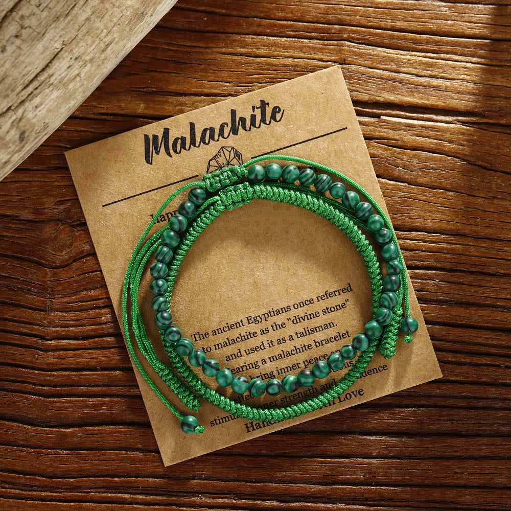 Olivenorma Natural Malachite Beads Braided Bracelet