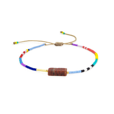 Olivenorma Natural Beads Rectangular Crystal Pendant Bracelet