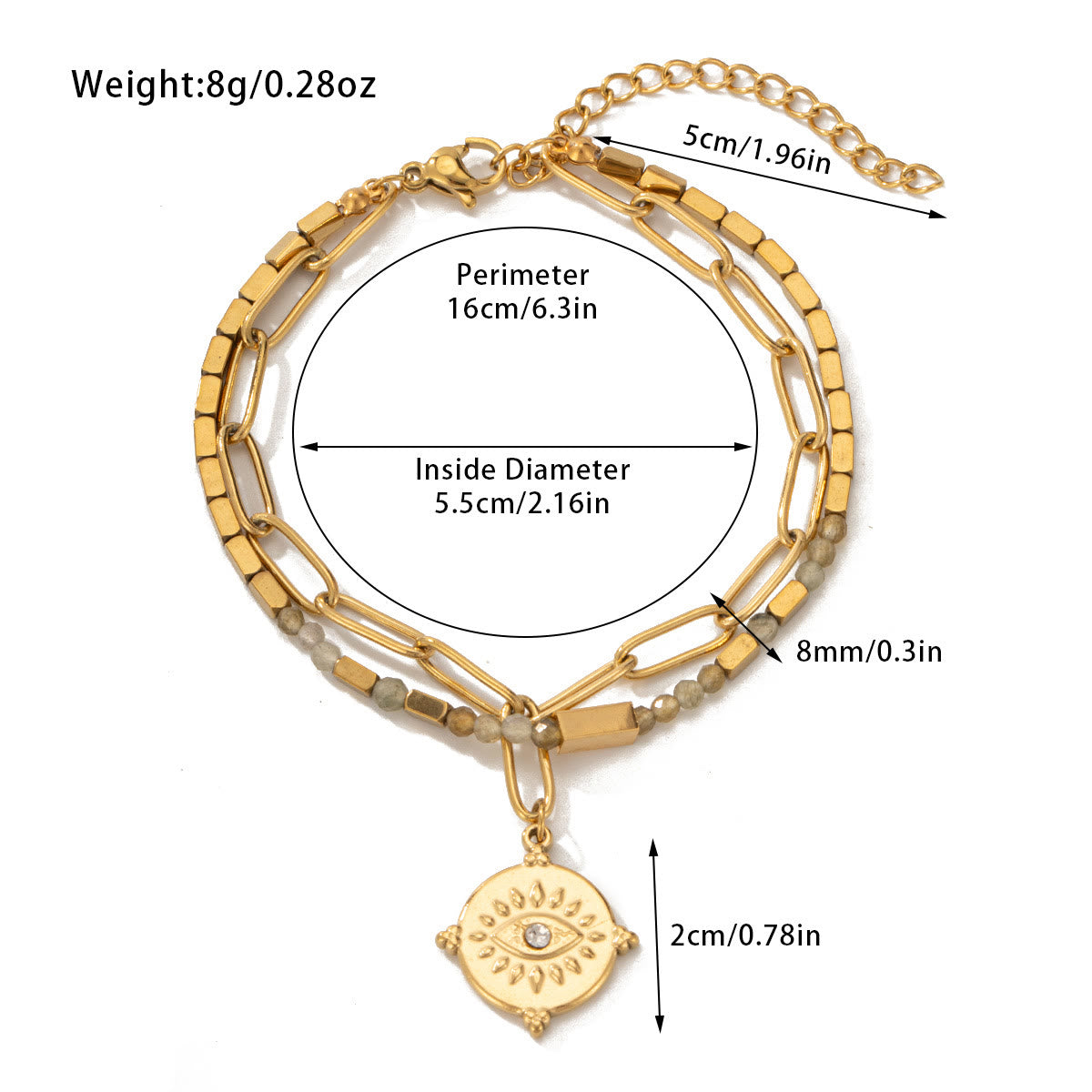 Olivenorma Natural Crystal Alloy Double-layer Bracelet