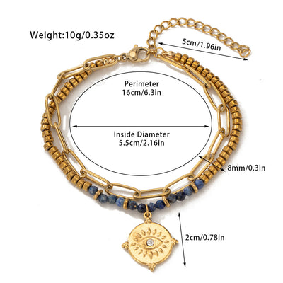 Olivenorma Natural Crystal Alloy Double-layer Bracelet