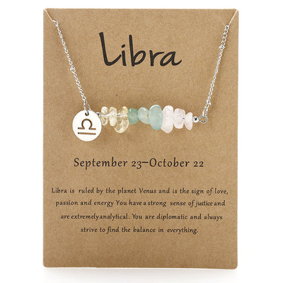 Olivenorma Natural Crystal Beads Zodiac Pendant Necklace