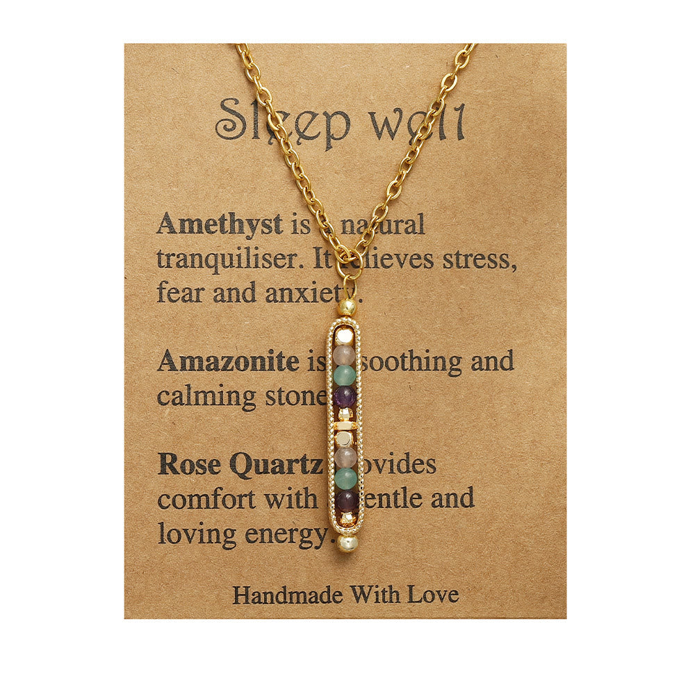 Olivenorma Functional Healing Natural Stone Pea Pendant Necklace