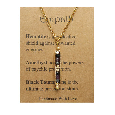 Olivenorma Functional Healing Natural Stone Pea Pendant Necklace