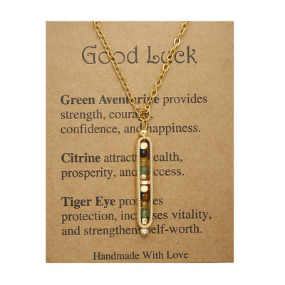 Olivenorma Functional Healing Natural Stone Pea Pendant Necklace