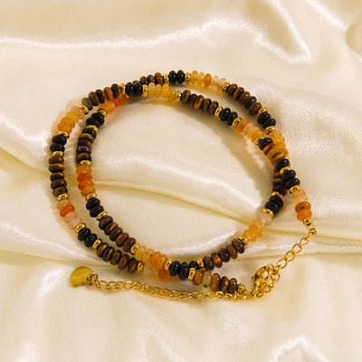 Olivenorma Obsidian Tiger Eye White Chalcedony Beaded Necklace