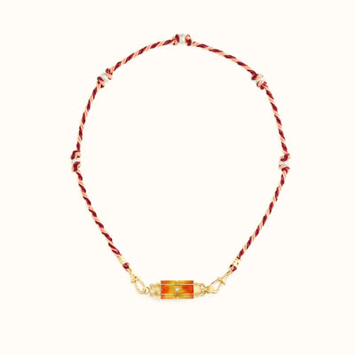 Olivenorma Braided Rope Colorful Tarot Kaleidoscope Pendant Necklace - Orange Stars - image 5