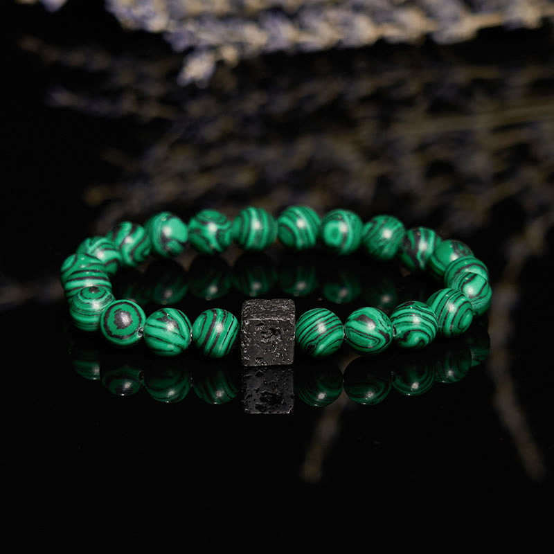 Olivenorma Lava Stone Malachite Beaded Bracelet