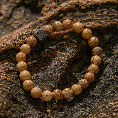 Olivenorma Natural Lava Stone Picture Jasper Beaded Bracelet