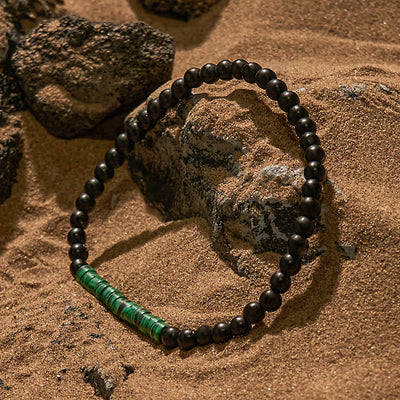 Olivenorma Roller Bead Obsidian Malachite Beaded Bracelet