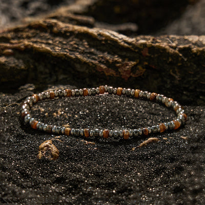 Olivenorma Roller Bead Tiger Eye Hematite Beaded Bracelet