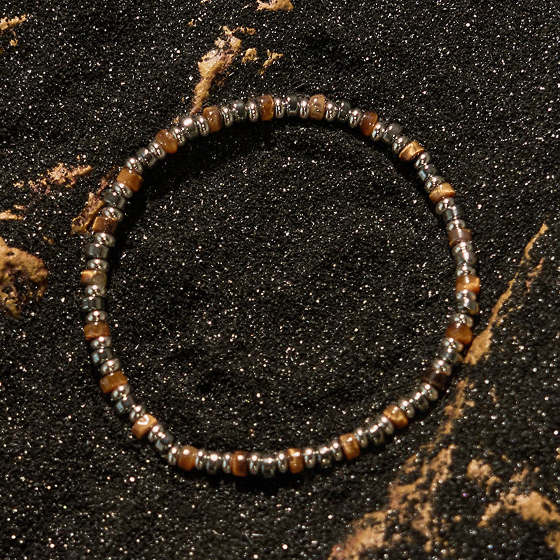 Olivenorma Roller Bead Tiger Eye Hematite Beaded Bracelet