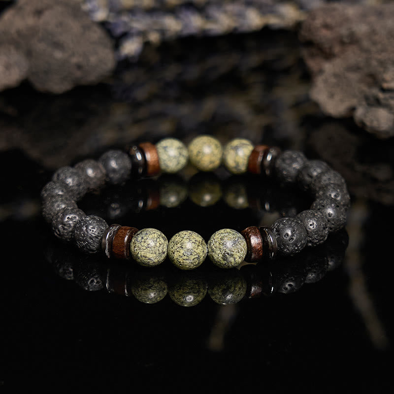 Olivenorma Natural Serpentine Lava Stone Beaded Bracelet