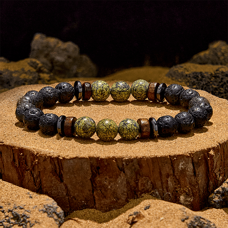 Olivenorma Natural Serpentine Lava Stone Beaded Bracelet