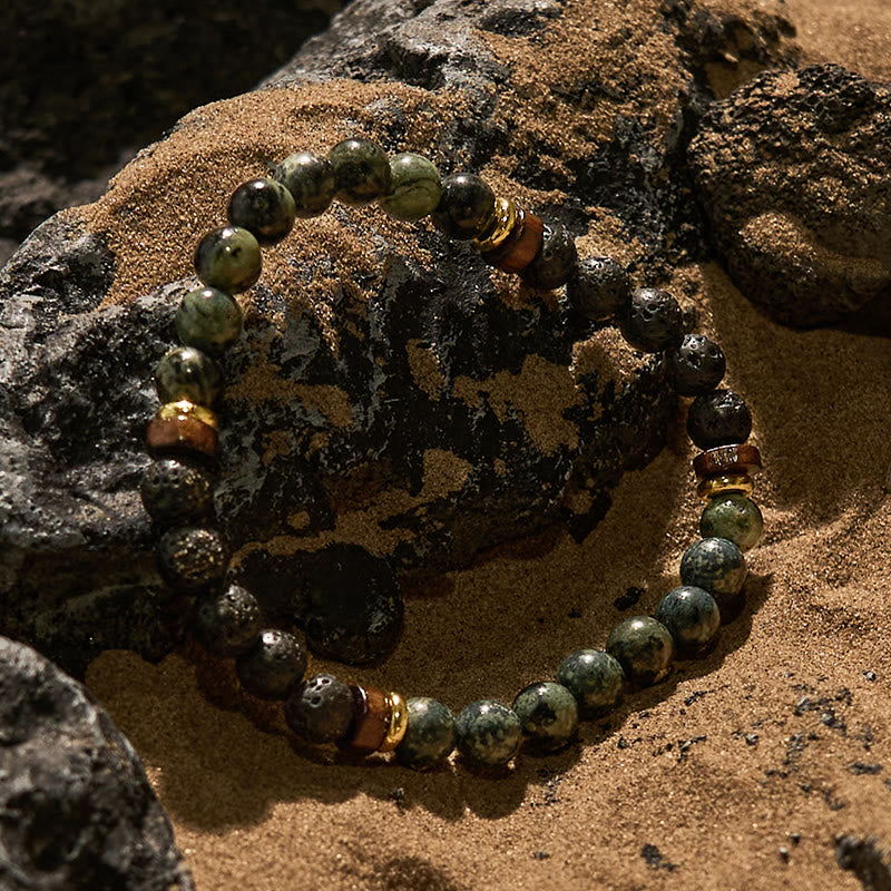 Olivenorma Lava Stone African Turquoise Beaded Bracelet