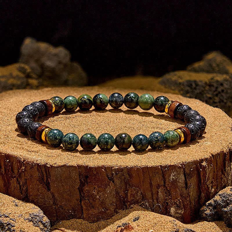 Olivenorma Lava Stone African Turquoise Beaded Bracelet