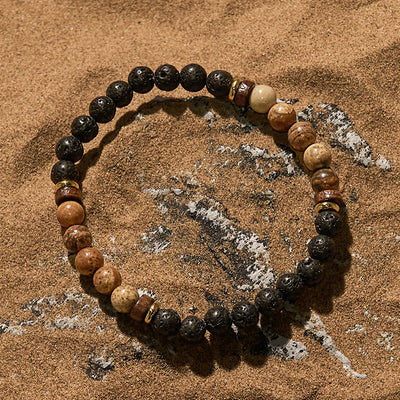 Olivenorma 6mm Lava Stone Picture Jasper Beaded Bracelet