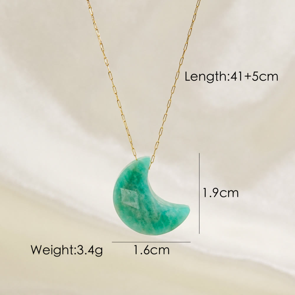 Olivenorma Natural Crystal Cut Moon Shape Pendant Necklace