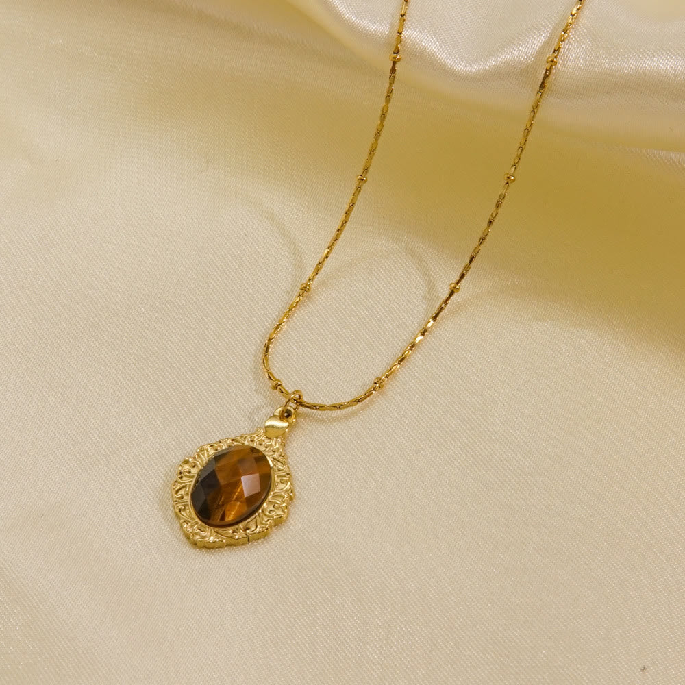 Olivenorma Natural Tiger Eye Pendant Necklace