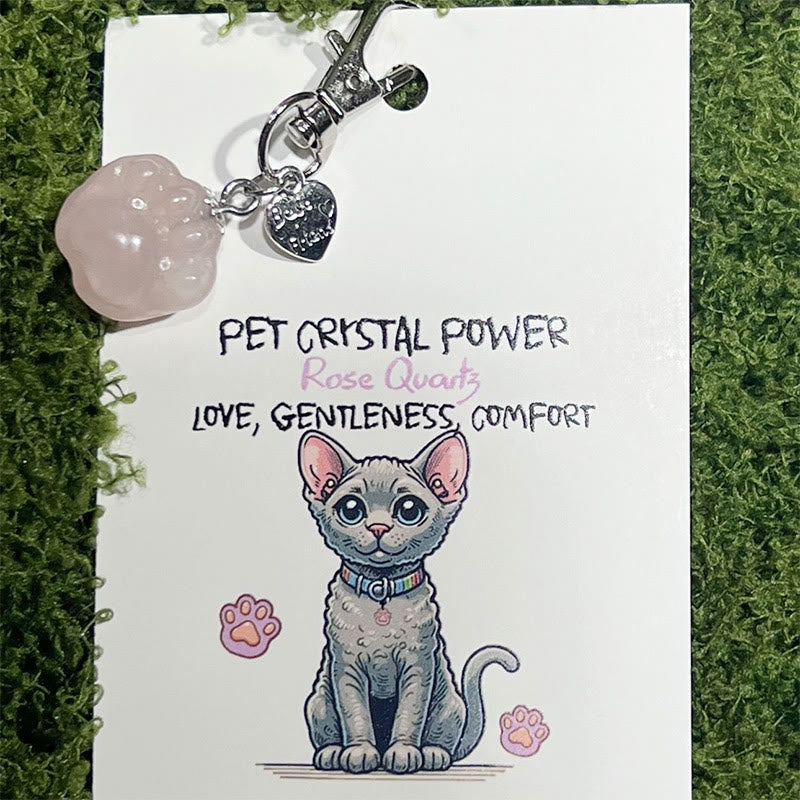 Olivenorma Natural Crystal Kitten Paws Pendant Keychain