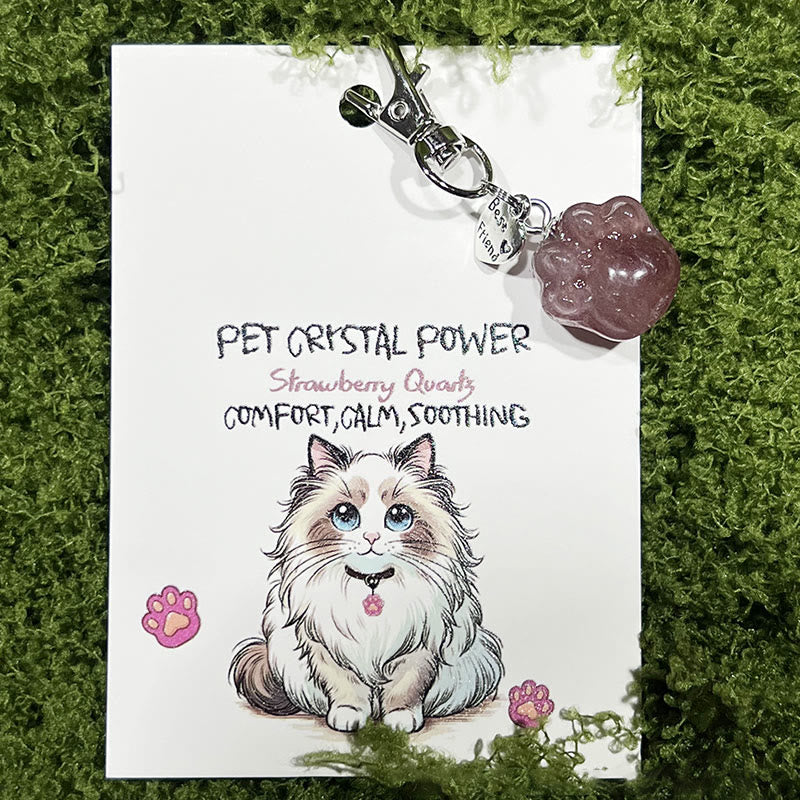 Olivenorma Natural Crystal Kitten Paws Pendant Keychain
