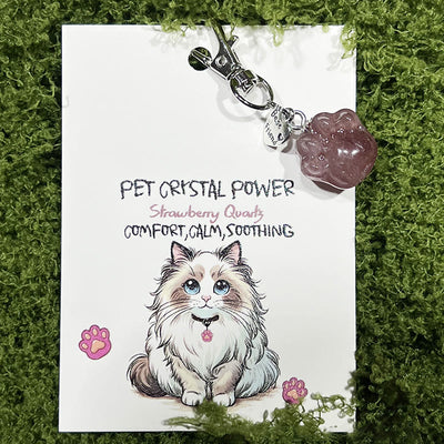 Olivenorma Natural Crystal Kitten Paws Pendant Keychain