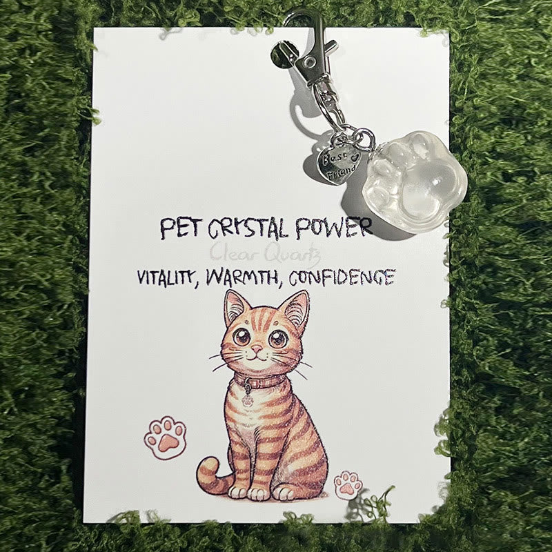 Olivenorma Natural Crystal Kitten Paws Pendant Keychain