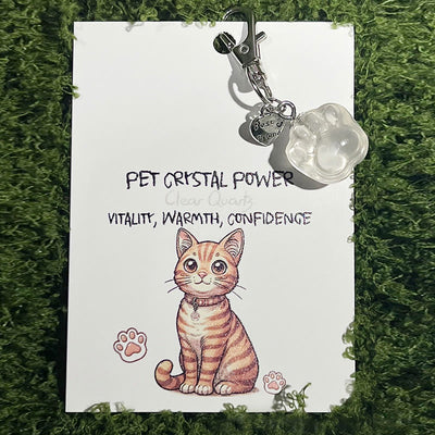 Olivenorma Natural Crystal Kitten Paws Pendant Keychain