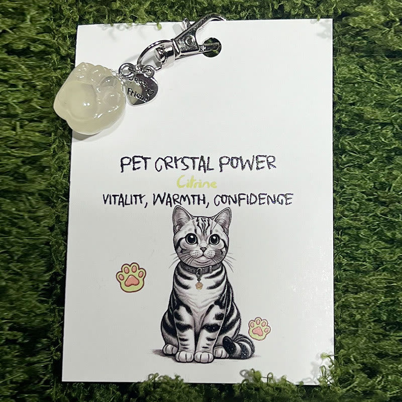 Olivenorma Natural Crystal Kitten Paws Pendant Keychain