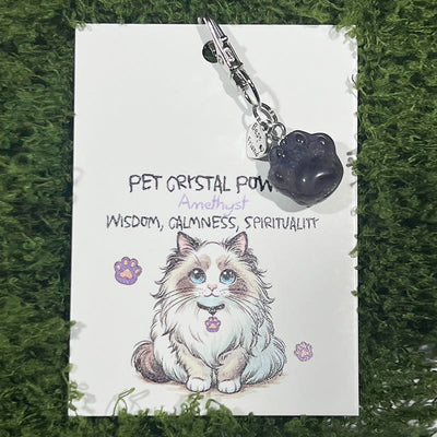 Olivenorma Natural Crystal Kitten Paws Pendant Keychain