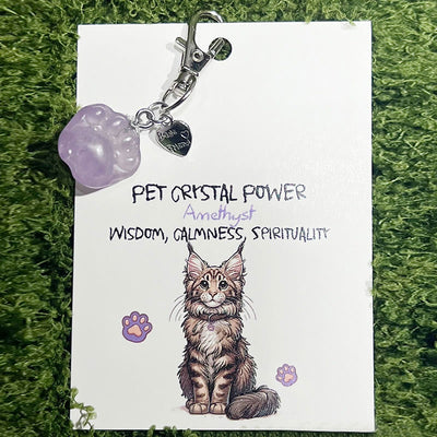 Olivenorma Natural Crystal Kitten Paws Pendant Keychain