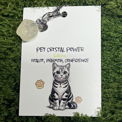 Olivenorma Natural Crystal Kitten Paws Pendant Keychain