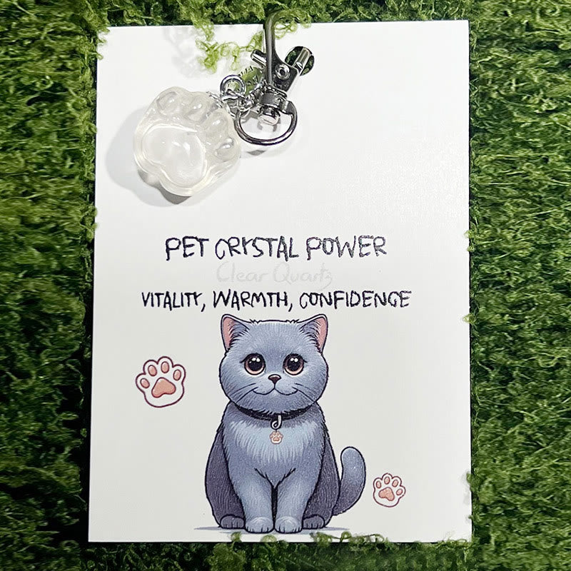 Olivenorma Natural Crystal Kitten Paws Pendant Keychain