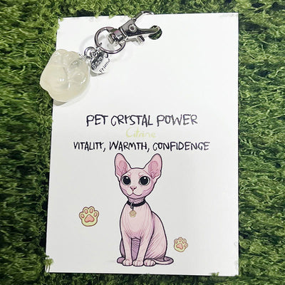 Olivenorma Natural Crystal Kitten Paws Pendant Keychain