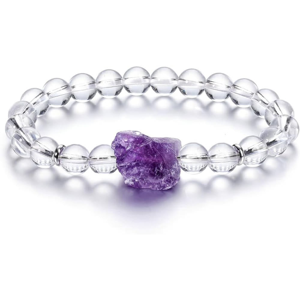 Olivenorma Natural Raw Amethyst 8mm Gem Bracelet