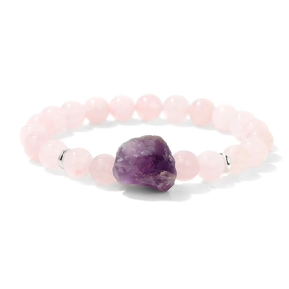 Olivenorma Natural Raw Amethyst 8mm Gem Bracelet