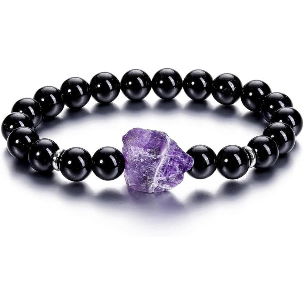 Olivenorma Natural Raw Amethyst 8mm Gem Bracelet