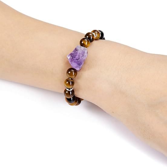 Olivenorma Natural Raw Amethyst 8mm Gem Bracelet