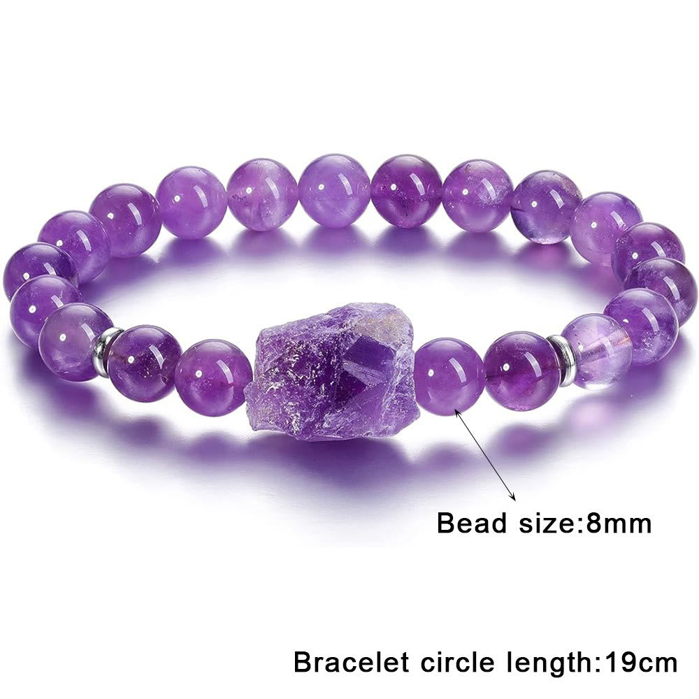 Olivenorma Natural Raw Amethyst 8mm Gem Bracelet