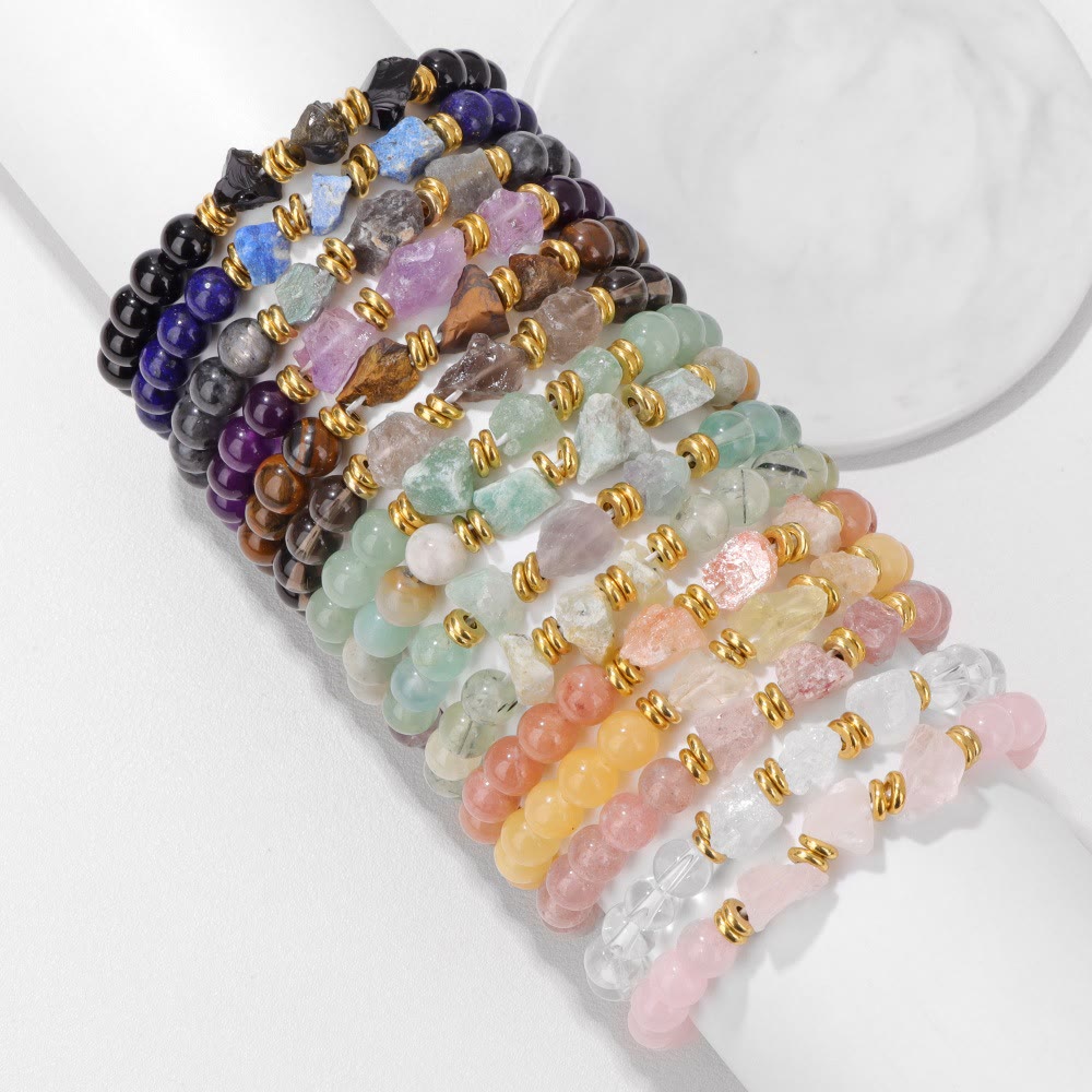 Olivenorma Natural Rough Gemstone Beaded Bracelet