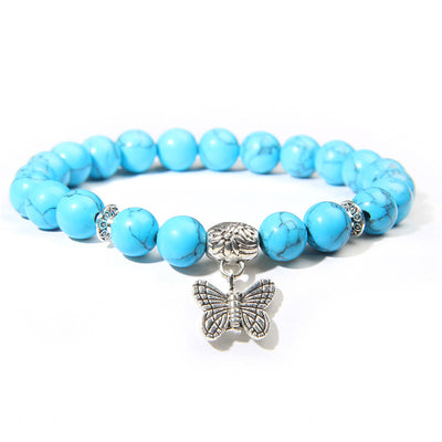 Olivenorma Natural Turquoise Butterfly Charm Gem Bracelet